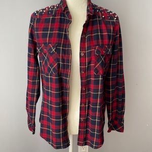 Forever 21 - Spike Stud Flannel Button Up